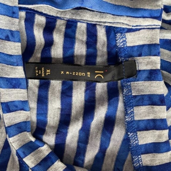 iC connie K women's top shirt tunic blue gray striped knit high low size XL - Picture 5 of 6